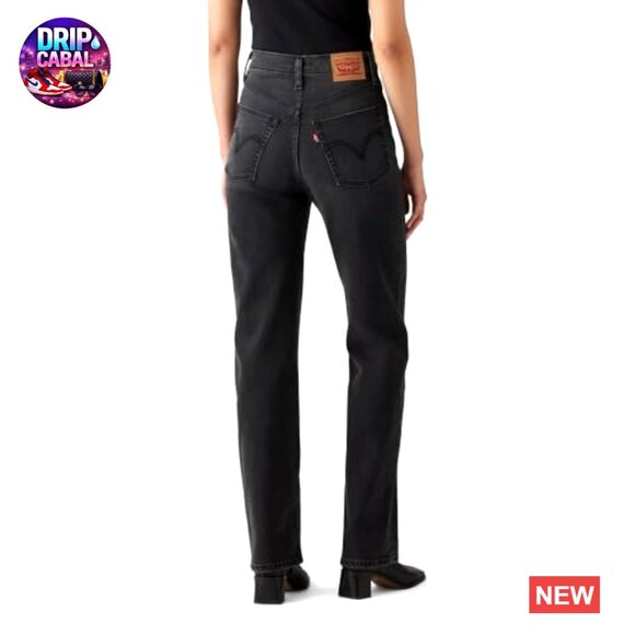 High Rise Straight Leg Jeans Slim Fit Full Length Classic Y2K Retro - Picture 2 of 3